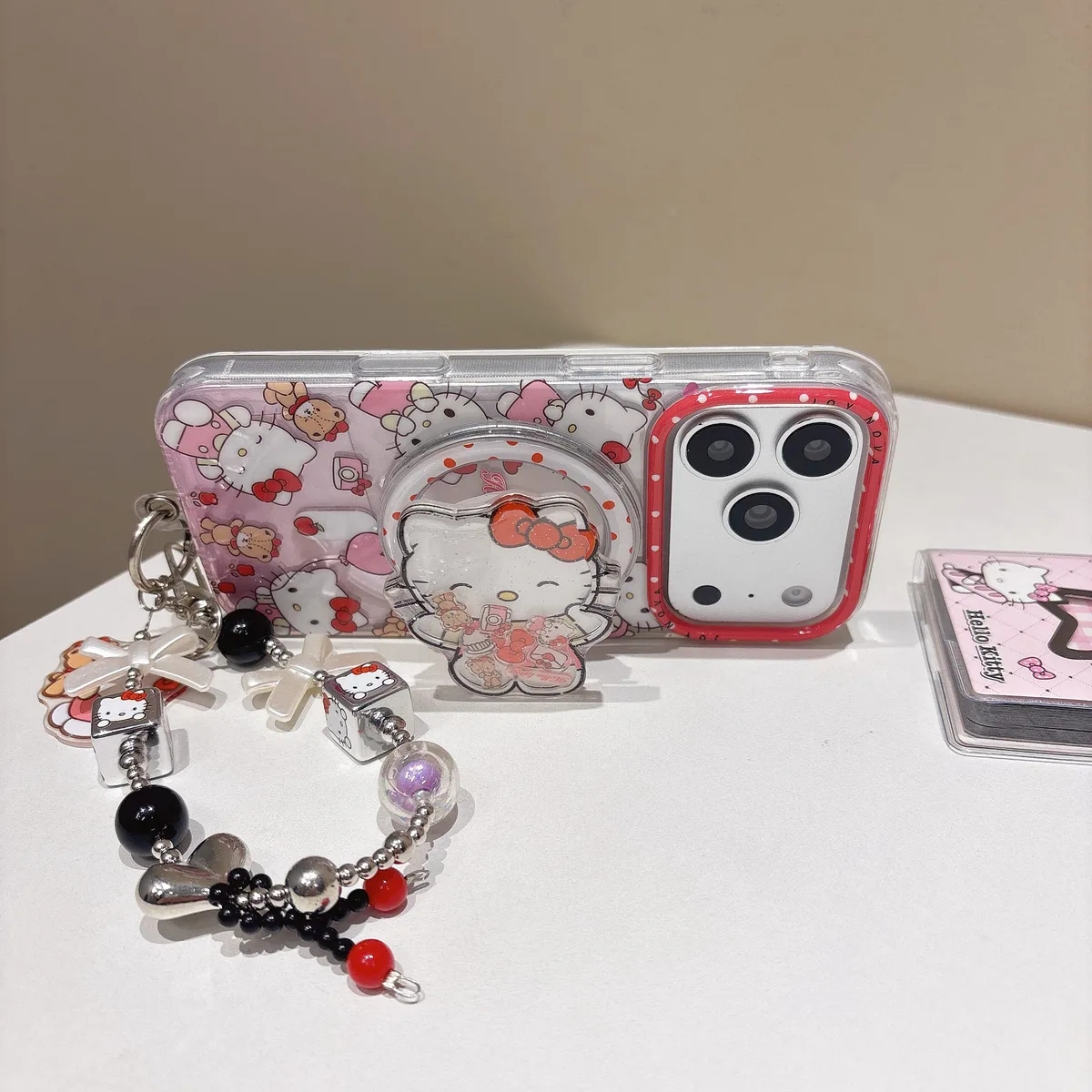 Sanrio Hello Kitty Clear Pink Polka Dot Case for iPhone 17 16 15 14 13 Pro Max — MagSafe